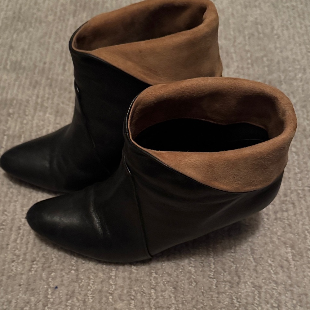 Free People Black and Tan Lrather Ankle Booties